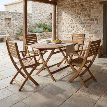 Τραπεζαρία Gorpo-Falov σετ 5τεμ φυσικό μασίφ ξύλο ακακίας 130x80x72εκ Υλικό: ACACIA 282-000029