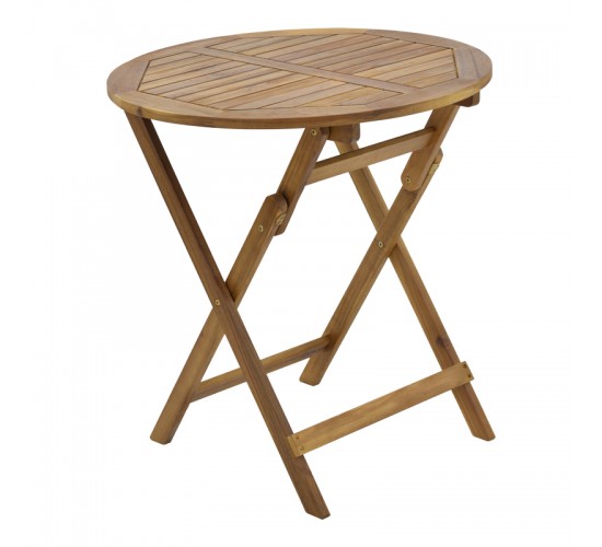 Τραπεζαρία Recofly-Carpuva σετ 3τεμ πτυσσόμενο φυσικό μασίφ ξύλο ακακίας Φ70x74εκ Υλικό: ACACIA 282-000047