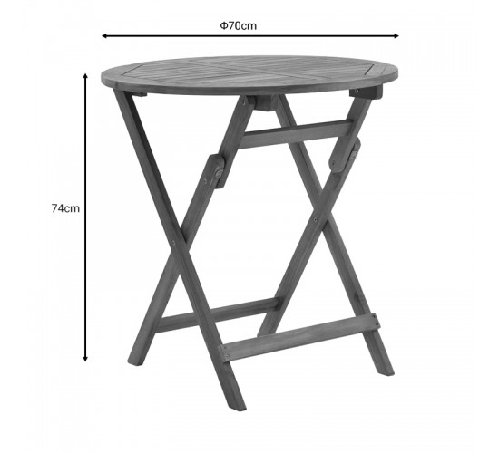 Τραπεζαρία Recofly-Carpuva σετ 3τεμ πτυσσόμενο φυσικό μασίφ ξύλο ακακίας Φ70x74εκ Υλικό: ACACIA 282-000047