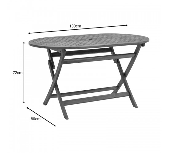 Τραπεζαρία Bistrual-Falov σετ 7τεμ πτυσσόμενο φυσικό μασίφ ξύλο ακακίας 130x80x72εκ Υλικό: ACACIA 282-000059