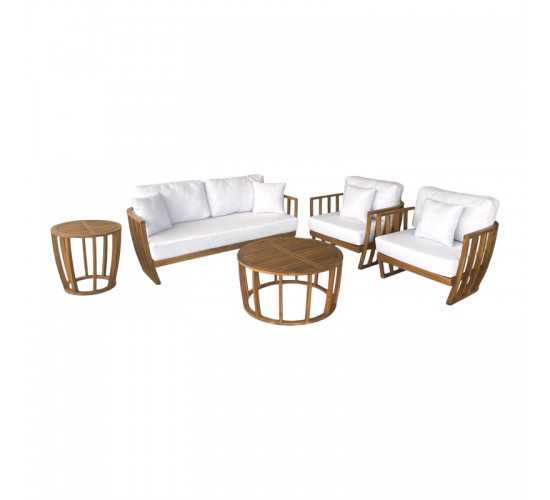 Σαλόνι εξωτερικού χώρου Eron II ξύλο ακακίας με σχοινί σε φυσική απόχρωση και μπεζ μαξιλάρια Υλικό: ACACIA WOOD - ROPE - FABRIC 282-000064