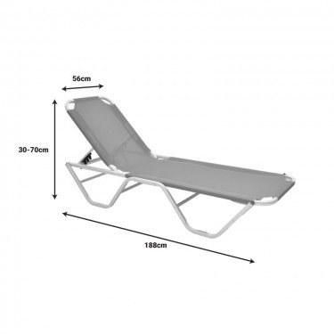 Ξαπλώστρα Dessie αλουμινίου στοιβαζόμενη textilene εκρού 56x188x30εκ Υλικό: ALUMINIUM - TEXTLINE 283-000001
