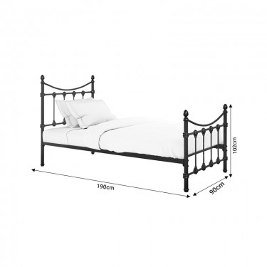 Κρεβάτι Beowulf μαύρο μεταλλικό 90x190εκ Υλικό: METAL 285-000016
