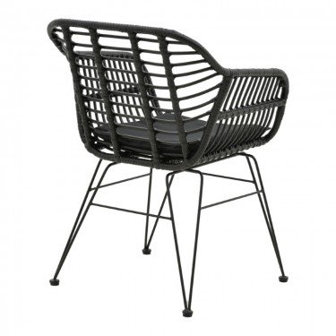 Πολυθρόνα Naoki με μαξιλάρι pe μαύρο-μέταλλο μαύρο πόδι 55x58x79εκ Υλικό: METAL -  PE RATTAN - FABRIC CUSHION 286-000006