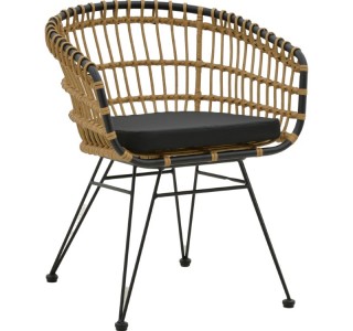 Πολυθρόνα Naoki με μαξιλάρι pe φυσικό-μαύρο μέταλλο 62x62x70εκ Υλικό: METAL - PE RATTAN 286-000011