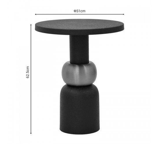 Βοηθητικό τραπέζι Enville Inart μαύρο-χρυσό μέταλλο Φ51x62.5εκ Υλικό: IRON 287-000001