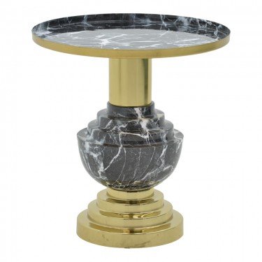 Βοηθητικό τραπέζι Cogent Inart μαύρο-χρυσό μέταλλο Φ46x50εκ Υλικό: IRON 287-000005