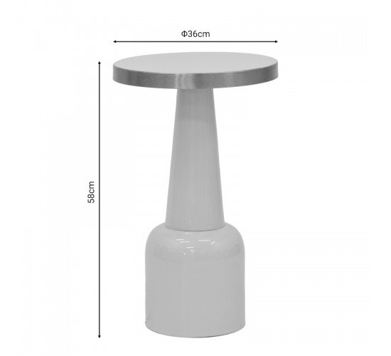 Βοηθητικό τραπέζι Easyful Inart κρεμ-χρυσό μέταλλο Φ36x58εκ Υλικό: IRON 287-000008