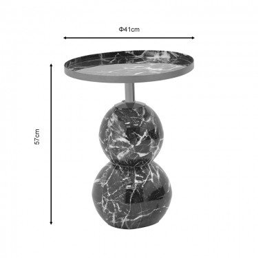 Βοηθητικό τραπέζι Dearest Inart μαυρο μαρμάρου-χρυσό μέταλλο Φ41x57εκ Υλικό: IRON 287-000009