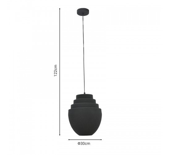 Φωτιστικό οροφής Kelsy Inart E27 μαύρο μέταλλο Φ30x122εκ Υλικό: IRON 287-000012 Φωτιστικό οροφής Kelsy Inart E27 μαύρο μέταλλο Φ30x122εκ Υλικό: IRON 287-000012