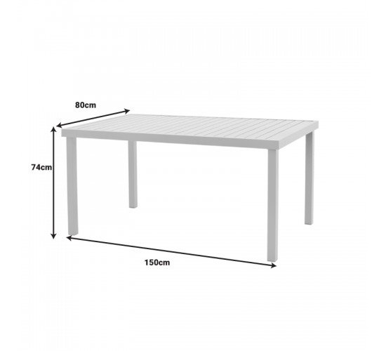 Τραπέζι Kliton αλουμινίου λευκό 150x80x74εκ Υλικό: ALUMINIUM -Alu tube 50*7mm 50*50mm 288-000008 Τραπέζι Kliton αλουμινίου λευκό 150x80x74εκ Υλικό: ALUMINIUM -Alu tube 50*7mm 50*50mm 288-000008