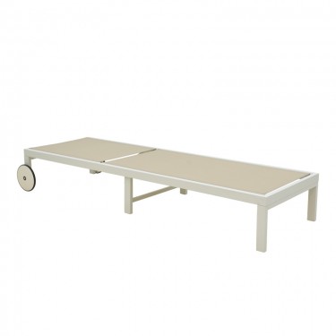 Ξαπλώστρα Mailo λευκό αλουμίνιο και textilene σε μπεζ απόχρωση 71x206x30εκ Υλικό: ALUMINIUM - TEXTILENE (tube：50*25mm/ 2x1 textilene) 288-000021