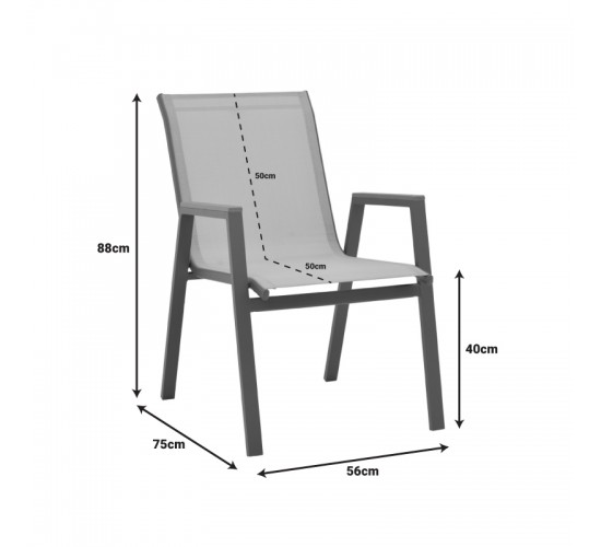 Πολυθρόνα Azelie στοιβαζόμενη αλουμίνιο σε cappuccino- textilene σε μπεζ απόχρωση 56x75x88εκ Υλικό: ALUMINIUM - TEXTILENE (tube：30*20/28*18mm) 288-000039