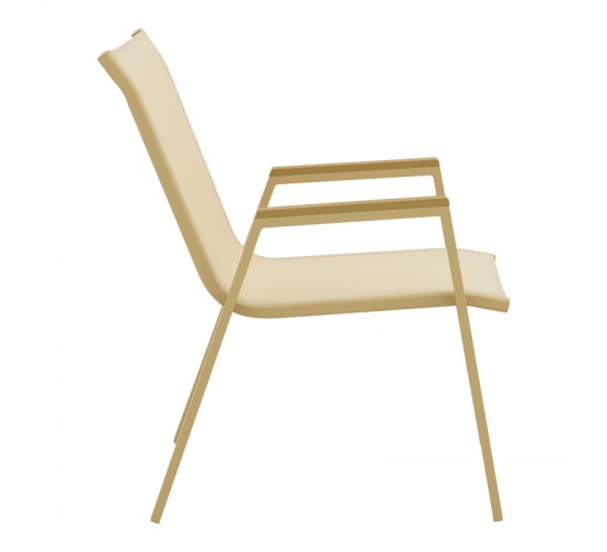 Πολυθρόνα Azelie στοιβαζόμενη αλουμίνιο σε cappuccino- textilene σε μπεζ απόχρωση 56x75x88εκ Υλικό: ALUMINIUM - TEXTILENE (tube：30*20/28*18mm) 288-000039