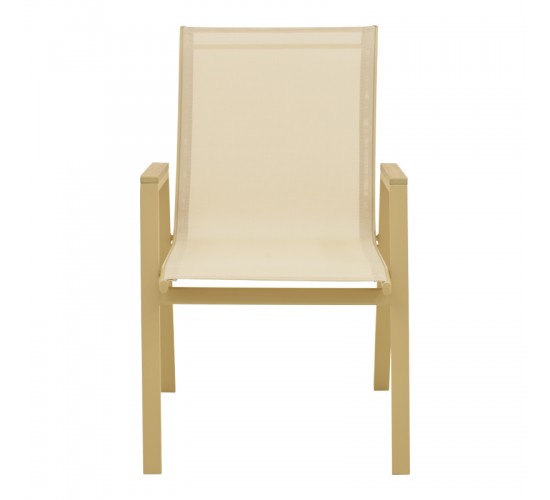 Πολυθρόνα Azelie στοιβαζόμενη αλουμίνιο σε cappuccino- textilene σε μπεζ απόχρωση 56x75x88εκ Υλικό: ALUMINIUM - TEXTILENE (tube：30*20/28*18mm) 288-000039