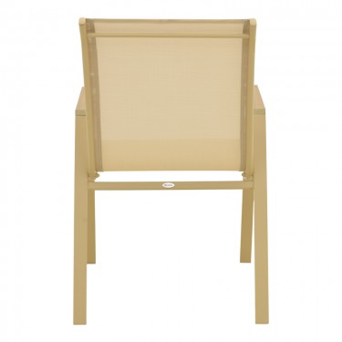 Πολυθρόνα Azelie στοιβαζόμενη αλουμίνιο σε cappuccino- textilene σαμπανί 56x75x88εκ Υλικό: ALUMINIUM - TEXTILENE (tube：30*20/28*18mm) 288-000039