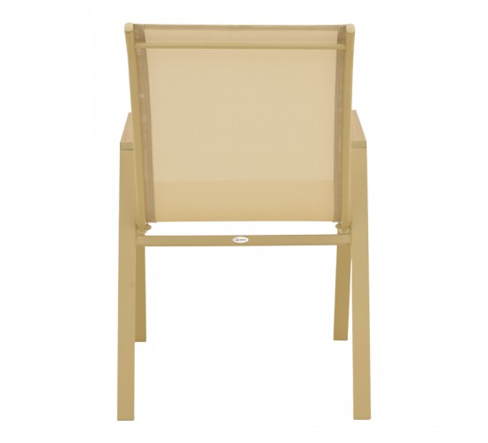 Πολυθρόνα Azelie στοιβαζόμενη αλουμίνιο σε cappuccino- textilene σε μπεζ απόχρωση 56x75x88εκ Υλικό: ALUMINIUM - TEXTILENE (tube：30*20/28*18mm) 288-000039