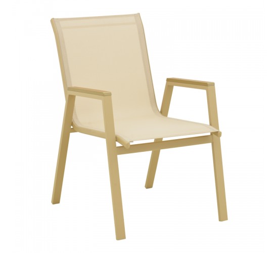 Πολυθρόνα Azelie στοιβαζόμενη αλουμίνιο σε cappuccino- textilene σε μπεζ απόχρωση 56x75x88εκ Υλικό: ALUMINIUM - TEXTILENE (tube：30*20/28*18mm) 288-000039