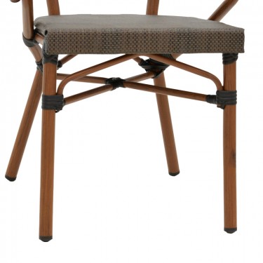 Πολυθρόνα Isaia καρυδί αλουμίνιο-textilene μαύρο 57x57x83εκ Υλικό: ALUMINUM-TEXTILENE 289-000002