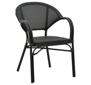 Πολυθρόνα Elyza μαύρο αλουμίνιο-μαύρο textilene 57x62x84εκ Υλικό: ALUMINUM - TEXTILENE 289-000005