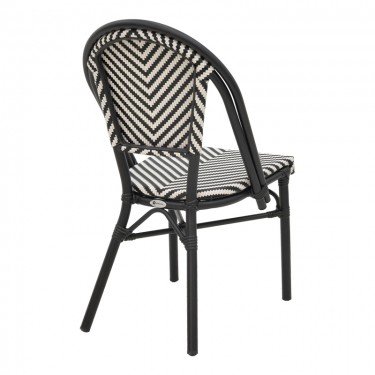 Καρέκλα Uamrin στοιβαζόμενη μαύρο αλουμίνιο-ασπρόμαυρο pe rattan 46x57x85εκ Υλικό: ALUMINUM - PE RATTAN 289-000012