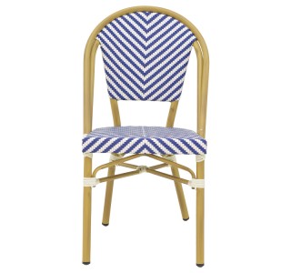 Καρέκλα Uamrin στοιβαζόμενη φυσικό αλουμίνιο-λευκό και μπλε pe rattan 46x57x85εκ Υλικό: ALUMINUM  -  PE RATTAN 289-000013