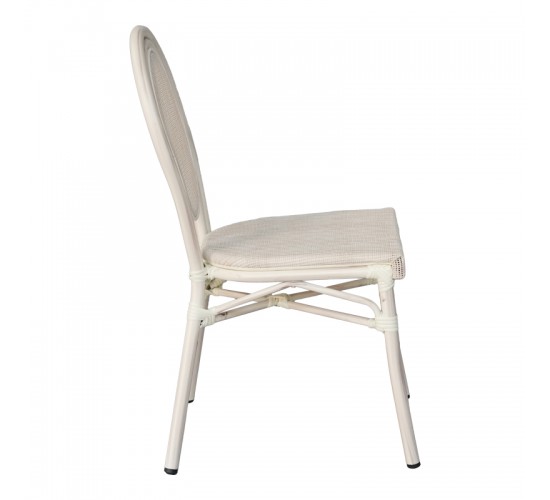 Καρέκλα Nacia στοιβαζόμενη αλουμίνιο-textilene λευκό 45x59x85εκ Υλικό: ALUMINUM-TEXTILENE 289-000023