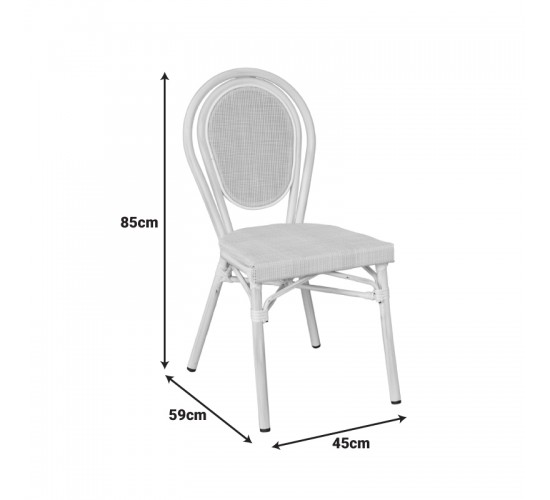 Καρέκλα Nacia στοιβαζόμενη αλουμίνιο-textilene λευκό 45x59x85εκ Υλικό: ALUMINUM-TEXTILENE 289-000023