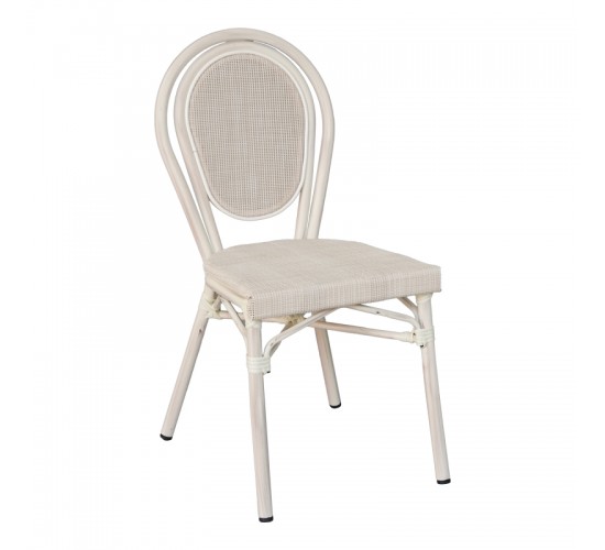 Καρέκλα Nacia στοιβαζόμενη αλουμίνιο-textilene λευκό 45x59x85εκ Υλικό: ALUMINUM-TEXTILENE 289-000023