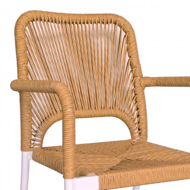 Πολυθρόνα αλουμινίου Norture στοιβαζόμενη λευκός σκελετός-φυσικό rattan 57x61x85εκ Υλικό: ALUMINUM - RATTAN 291-000002