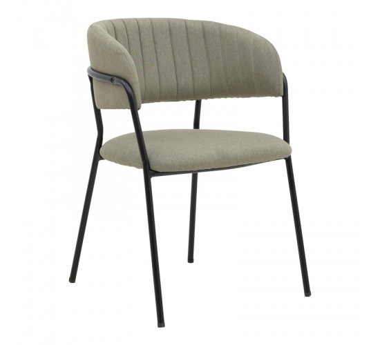Καρέκλα Morel γκρι ύφασμα-πόδι μαύρο μέταλλο 55x55x76εκ Υλικό: METAL-LINEN 292-000047