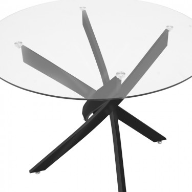 Τραπέζι Antoro γυαλί και μεταλλικά πόδια σε μαύρη απόχρωση Φ80x75εκ Υλικό: METAL-GLASS 292-000060