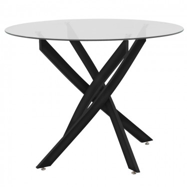 Τραπέζι Antoro γυαλί και μεταλλικά πόδια σε μαύρη απόχρωση Φ100x75εκ Υλικό: METAL-GLASS 292-000063