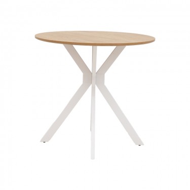 Τραπέζι Xuson φυσικό mdf-πόδι λευκό μέταλλο Φ80x75εκ Υλικό: MDF-METAL 292-000072