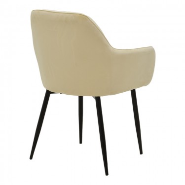 Πολυθρόνα Noor μπεζ βελούδο με πόδι μετάλλου σε μαύρη απόχρωση 58x58x86εκ Υλικό: METAL-VELVET 292-000087