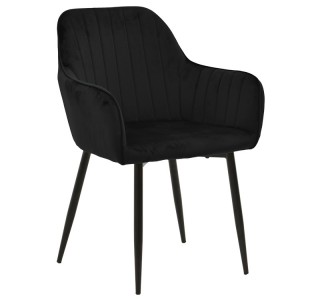 Πολυθρόνα Noor μαύρο βελούδο με πόδι μετάλλου σε μαύρη απόχρωση 58x58x86εκ Υλικό: METAL-VELVET 292-000088