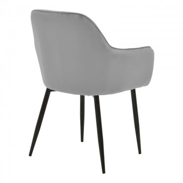 Πολυθρόνα Noor γκρι βελούδο με πόδι μετάλλου σε μαύρη απόχρωση 58x58x86εκ Υλικό: iron frame and wooden board and sponge - velvet 292-000089