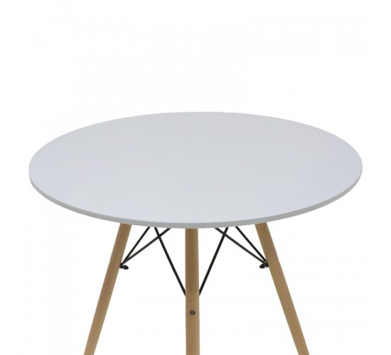 Τραπέζι Julita MDF λευκό-πόδια σε φυσική απόχρωση Φ80x73εκ Υλικό: MDF - BEECH WOOD - METAL 292-000104