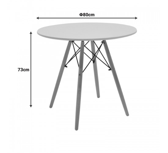 Τραπέζι Julita MDF λευκό-πόδια σε φυσική απόχρωση Φ80x73εκ Υλικό: MDF - BEECH WOOD - METAL 292-000104