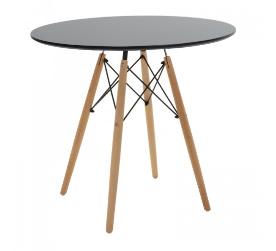 Τραπέζι Julita MDF μαυρο-πόδια σε φυσική απόχρωση Φ80x73εκ Υλικό: MDF - BEECH WOOD - METAL 292-000105