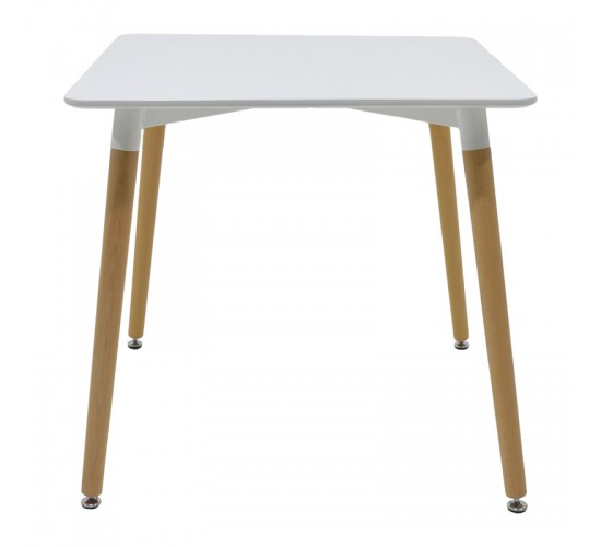 Τραπέζι Natali MDF λευκό-πόδια σε φυσική απόχρωση 80x80x76εκ Υλικό: MDF - BEECH WOOD - METAL 292-000106