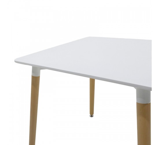 Τραπέζι Natali MDF λευκό-πόδια σε φυσική απόχρωση 80x80x76εκ Υλικό: MDF - BEECH WOOD - METAL 292-000106