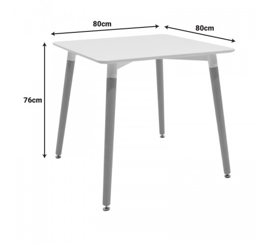 Τραπέζι Natali MDF λευκό-πόδια σε φυσική απόχρωση 80x80x76εκ Υλικό: MDF - BEECH WOOD - METAL 292-000106