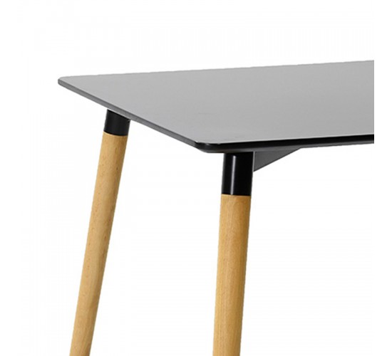 Τραπέζι Natali MDF μαύρο-πόδια φυσικό 80x80x76εκ Υλικό: MDF - BEECH WOOD - METAL 292-000107