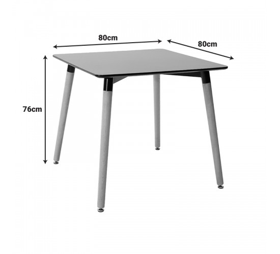 Τραπέζι Natali MDF μαύρο-πόδια φυσικό 80x80x76εκ Υλικό: MDF - BEECH WOOD - METAL 292-000107