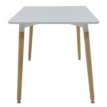 Τραπέζι Natali MDF λευκό-πόδια σε φυσική απόχρωση 120x80x76εκ Υλικό: MDF - BEECH WOOD - METAL 292-000108