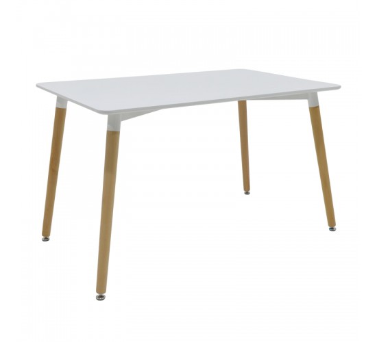 Τραπέζι Natali MDF λευκό-πόδια φυσικό 120x80x76εκ Υλικό: MDF - BEECH WOOD - METAL 292-000108