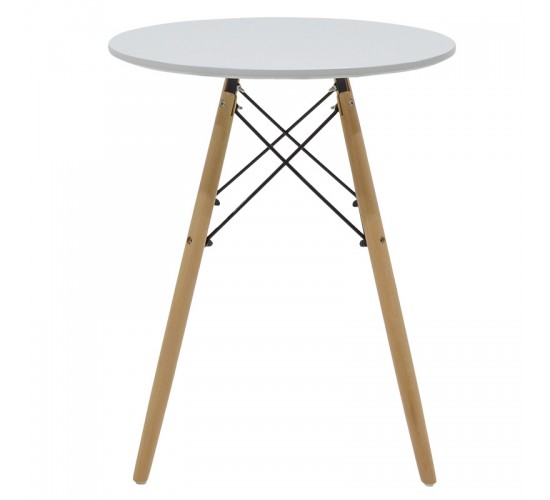 Τραπέζι Julita MDF λευκό και ξύλο οξιάς σε φυσική απόχρωση Φ60x73εκ Υλικό: MDF - BEECH WOOD - METAL 292-000110