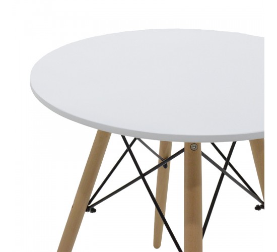 Τραπέζι Julita MDF λευκό και ξύλο οξιάς σε φυσική απόχρωση Φ60x73εκ Υλικό: MDF - BEECH WOOD - METAL 292-000110