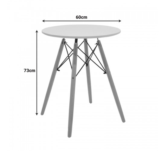 Τραπέζι Julita MDF λευκό και ξύλο οξιάς σε φυσική απόχρωση Φ60x73εκ Υλικό: MDF - BEECH WOOD - METAL 292-000110